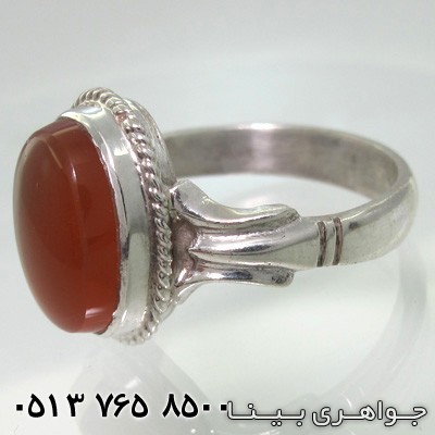 انگشتر عقیق زرد شرف الشمس یمنی دور پیچ بیضی