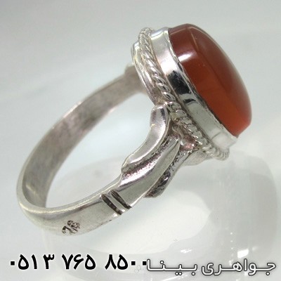 انگشتر عقیق زرد شرف الشمس یمنی دور پیچ بیضی