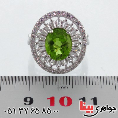 انگشتر زبرجد زنانه رودیوم درشت مدل دینا _کد:13279