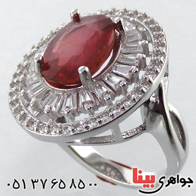 انگشتر یاقوت سرخ زلال ناب درشت زنانه رودیوم _کد:13283
