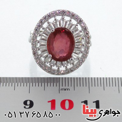 انگشتر یاقوت سرخ زلال ناب درشت زنانه رودیوم _کد:13283