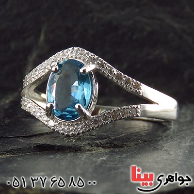 انگشتر توپاز زنانه رودیوم مدل چشم _کد:13291