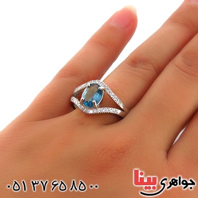 انگشتر توپاز زنانه رودیوم مدل چشم _کد:13291