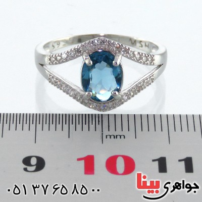 انگشتر توپاز زنانه رودیوم مدل چشم _کد:13291