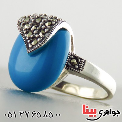 انگشتر حدید زنانه مارکازیت درجه یک طرح فیروزه _کد:13300