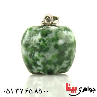 گردنبند عقیق خزه ای  تراش سیب _کد:13301