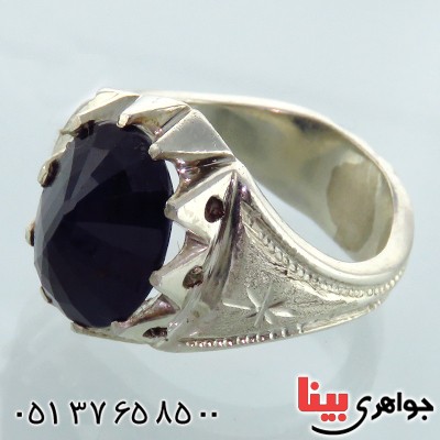 انگشتر یاقوت کبود مردانه تراش ترکیبی خاص _کد:1827