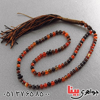 تسبیح عقیق سلیمانی 101 دانه ای خوشرنگ کروی _کد:13317