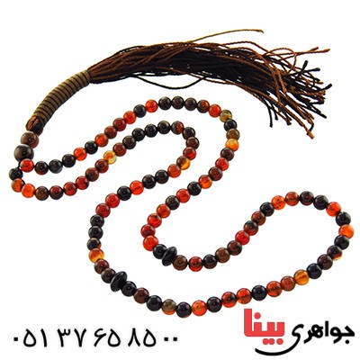 تسبیح عقیق سلیمانی 101 دانه ای خوشرنگ کروی _کد:13317