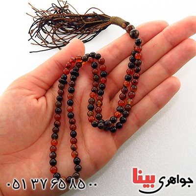 تسبیح عقیق سلیمانی 101 دانه ای خوشرنگ کروی _کد:13317