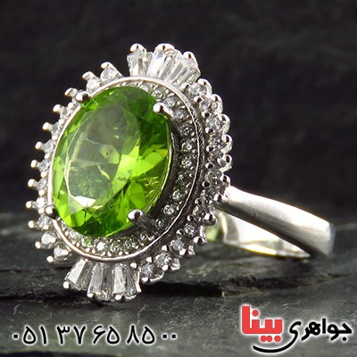 انگشتر زبرجد زلال زنانه رودیوم مدل رویا _کد:13320