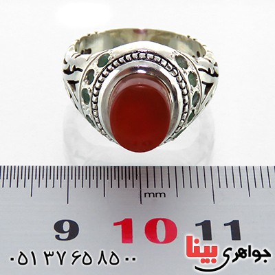 انگشتر عقیق یمنی مردانه دور زمرد دامله _کد:1828
