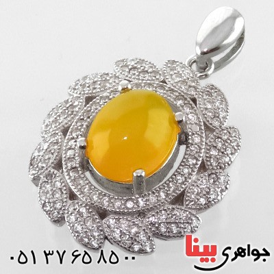 گردنبند عقیق شرف الشمس درشت و سنگین زنانه رودیوم _کد:13334