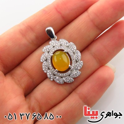گردنبند عقیق شرف الشمس درشت و سنگین زنانه رودیوم _کد:13334