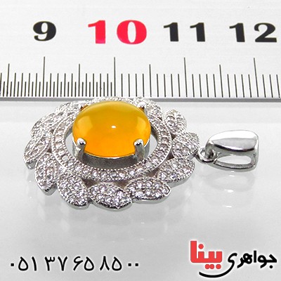 گردنبند عقیق شرف الشمس درشت و سنگین زنانه رودیوم _کد:13334