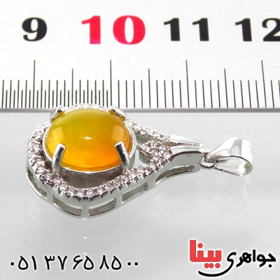 گردنبند عقیق شرف الشمس زنانه رودیوم مدل دیبا _کد:13350