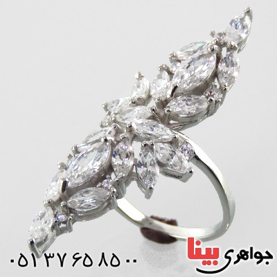 انگشتر نقره زنانه رودیوم مدل فروزان _کد:13351