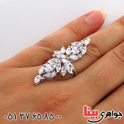 انگشتر نقره زنانه رودیوم مدل فروزان _کد:13351