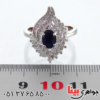 انگشتر یاقوت کبود زنانه رودیوم مدل شراره _کد:13352