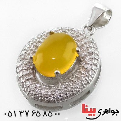 گردنبند عقیق شرف الشمس زنانه رودیوم مدل زیبا _کد:13359