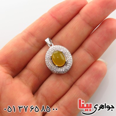 گردنبند عقیق شرف الشمس زنانه رودیوم مدل زیبا _کد:13359