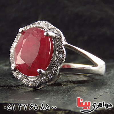 انگشتر یاقوت سرخ زنانه رودیوم مدل فلاور _کد:13364