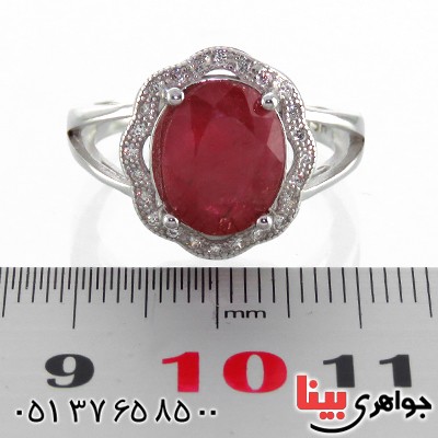 انگشتر یاقوت سرخ زنانه رودیوم مدل فلاور _کد:13364
