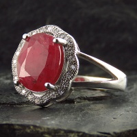 انگشتر یاقوت سرخ زنانه رودیوم مدل فلاور 