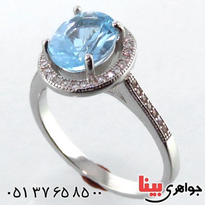 انگشتر توپاز زنانه رودیوم مدل ریما _کد:13365