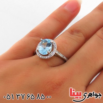 انگشتر توپاز زنانه رودیوم مدل ریما _کد:13365