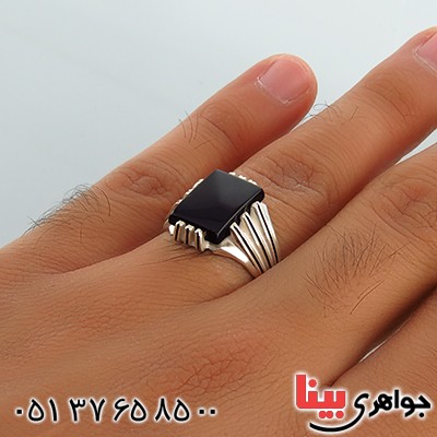 انگشتر عقیق سیاه (اونیکس) مردانه چند چنگ _کد:13367