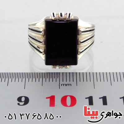 انگشتر عقیق سیاه (اونیکس) مردانه چند چنگ _کد:13367