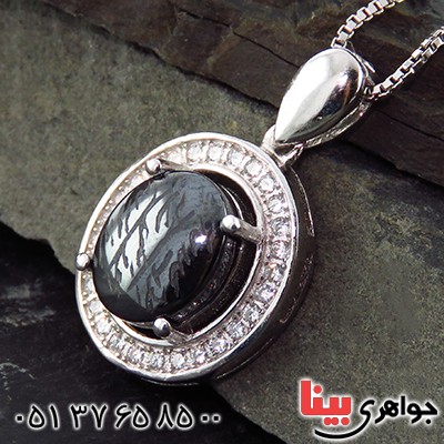 گردنبند حدید صینی هفت جلاله زنانه رودیوم _کد:13369