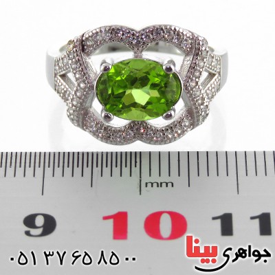 انگشتر زبرجد زنانه رودیوم مدل ارغوان _کد:13370