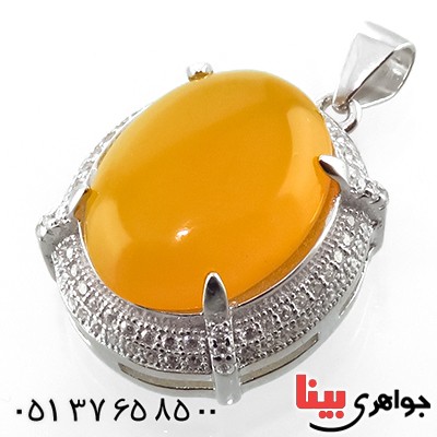 گردنبند عقیق شرف الشمس زنانه درشت رودیوم مدل سیتا _کد:13373