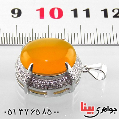 گردنبند عقیق شرف الشمس زنانه درشت رودیوم مدل سیتا _کد:13373