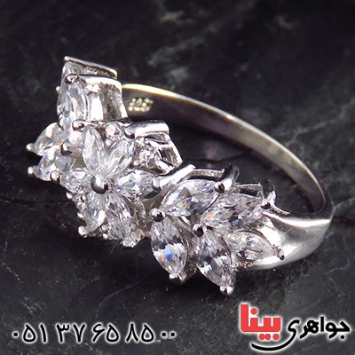 انگشتر نقره زنانه رودیوم مدل یاسمین _کد:13374