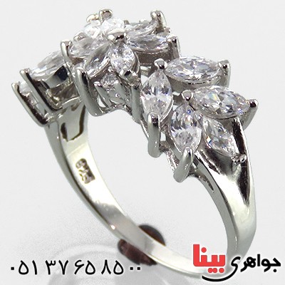 انگشتر نقره زنانه رودیوم مدل یاسمین _کد:13374