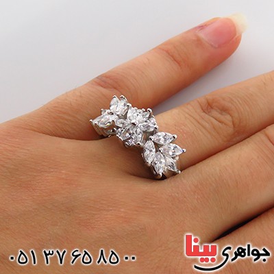 انگشتر نقره زنانه رودیوم مدل یاسمین _کد:13374