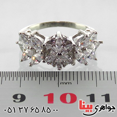 انگشتر نقره زنانه رودیوم مدل یاسمین _کد:13374
