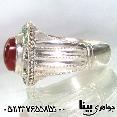 انگشتر چند جواهر عقیق یمن و 12 زمرد