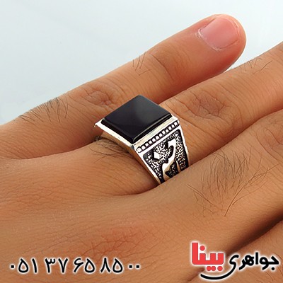 انگشتر عقیق سیاه (اونیکس) مردانه یا حسین _کد:13384