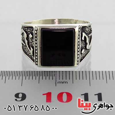 انگشتر عقیق سیاه (اونیکس) مردانه یا حسین _کد:13384