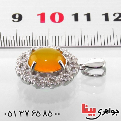 گردنبند عقیق شرف الشمس زنانه رودیوم مدل فرانک _کد:13385