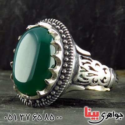 انگشتر عقیق سبز مردانه درشت اسلیمی _کد:13387