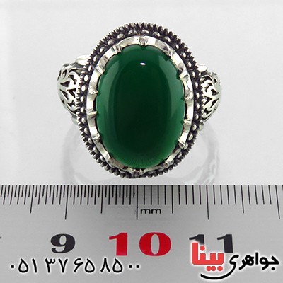 انگشتر عقیق سبز مردانه درشت اسلیمی _کد:13387