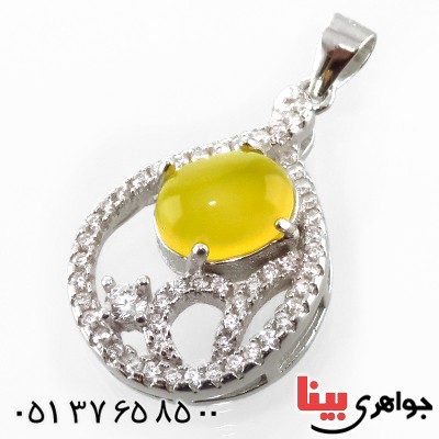 گردنبند عقیق شرف الشمس زنانه رودیوم مدل سارا _کد:13391