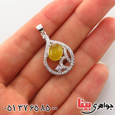 گردنبند عقیق شرف الشمس زنانه رودیوم مدل سارا _کد:13391