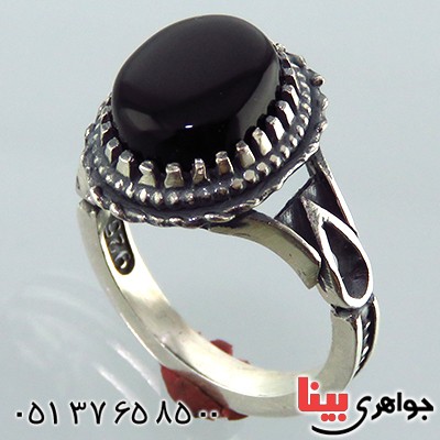 انگشتر عقیق سیاه (اونیکس) مدل شمس _کد:13392
