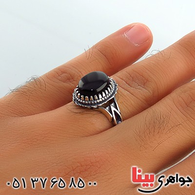 انگشتر عقیق سیاه (اونیکس) مدل شمس _کد:13392